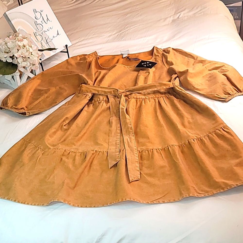 Dress- Plus Size Balloon 3/4 Sleeve A-Line Dress - Ava & Viv - Picture 8 of 10